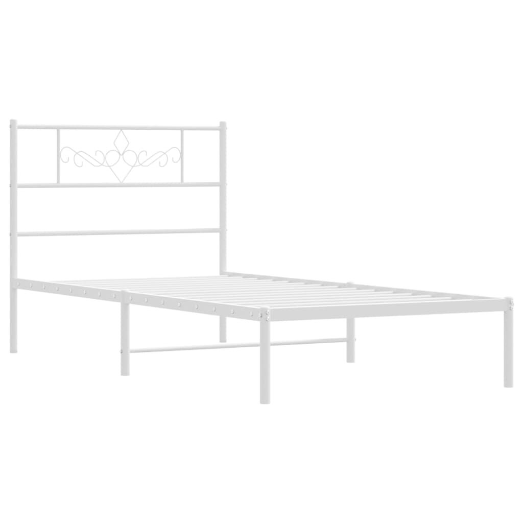 Metal Bed Frame without Mattress with Headboard White 107x203 cm King Single Price
