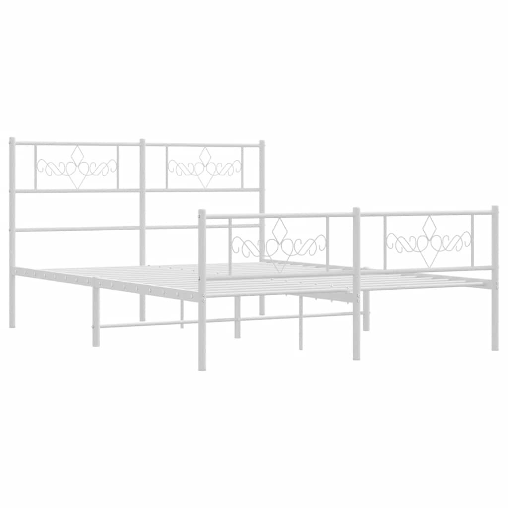 Metal Bed Frame without Mattress with Footboard White 150x200 cm Price