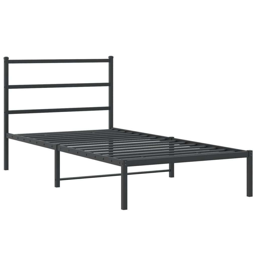 Metal Bed Frame without Mattress with Headboard Black 107x203 cm King Single Price