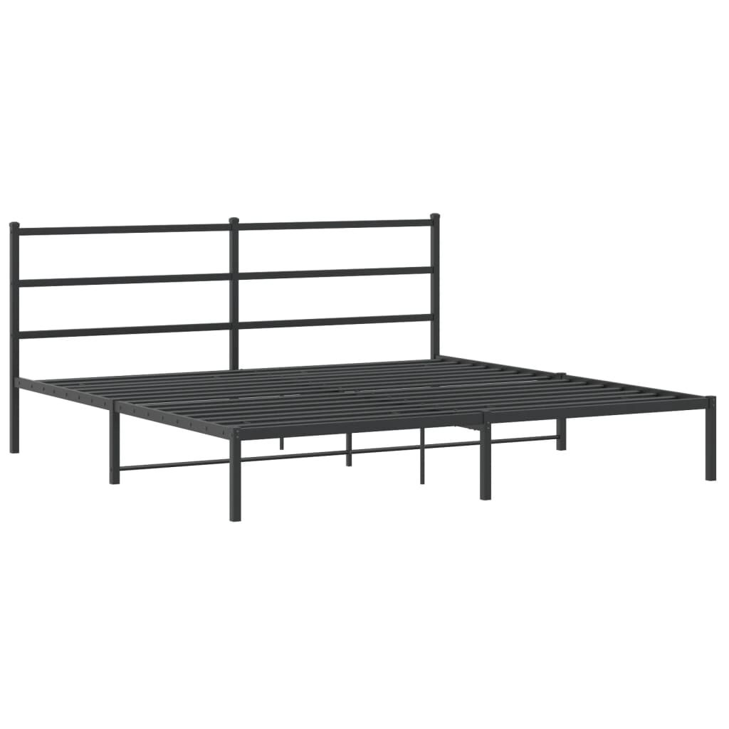 Metal Bed Frame without Mattress with Headboard Black 183x203 cm King Price