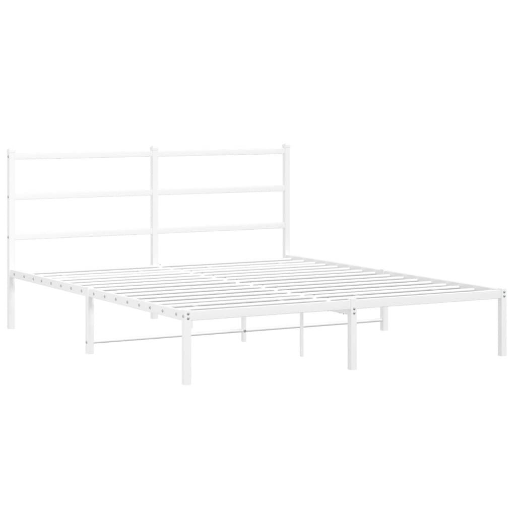 Metal Bed Frame without Mattress with Headboard White 150x200 cm Price