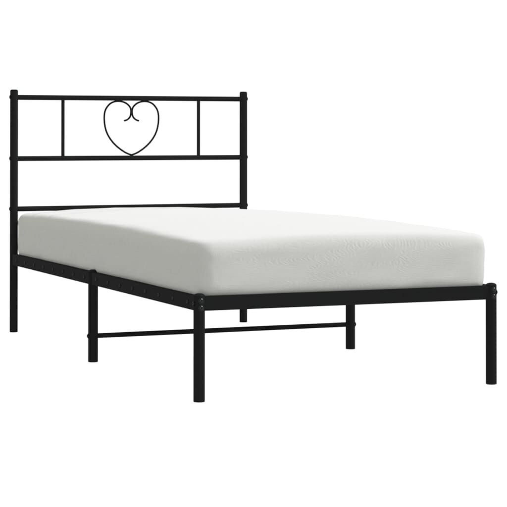 Metal Bed Frame without Mattress with Headboard Black 107x203 cm King Single Price