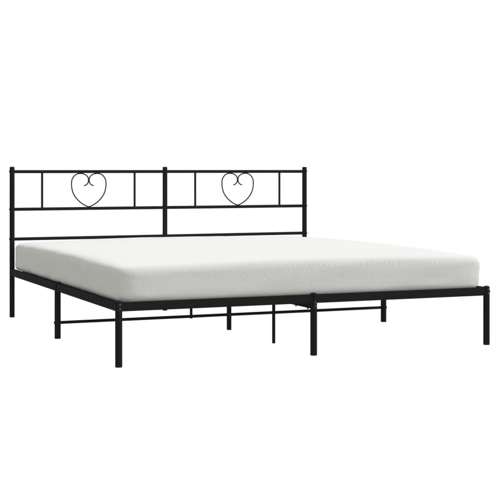 Metal Bed Frame without Mattress with Headboard Black 183x203 cm King Price