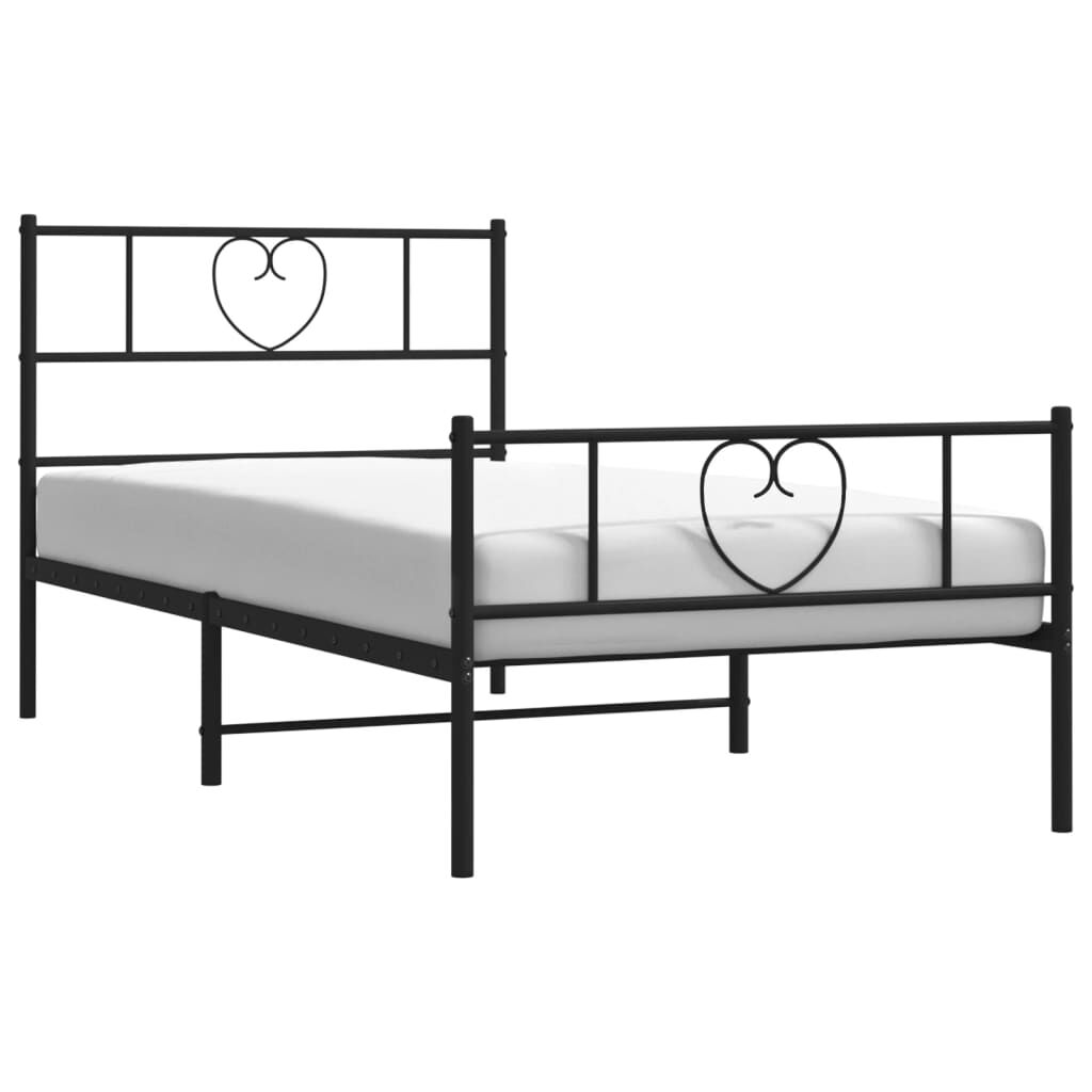 Metal Bed Frame without Mattress with Footboard Black 90x190 cm Price