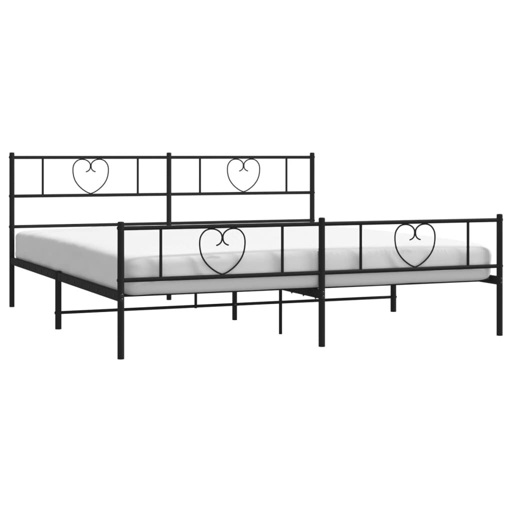 Metal Bed Frame without Mattress with Footboard Black 183x203 cm King Price