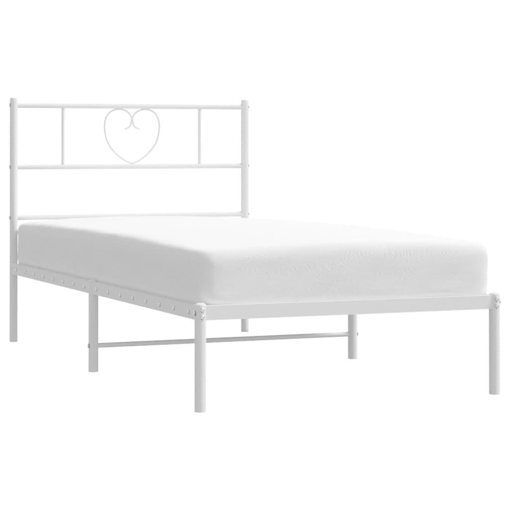 Metal Bed Frame without Mattress with Headboard White 90x190 cm Price
