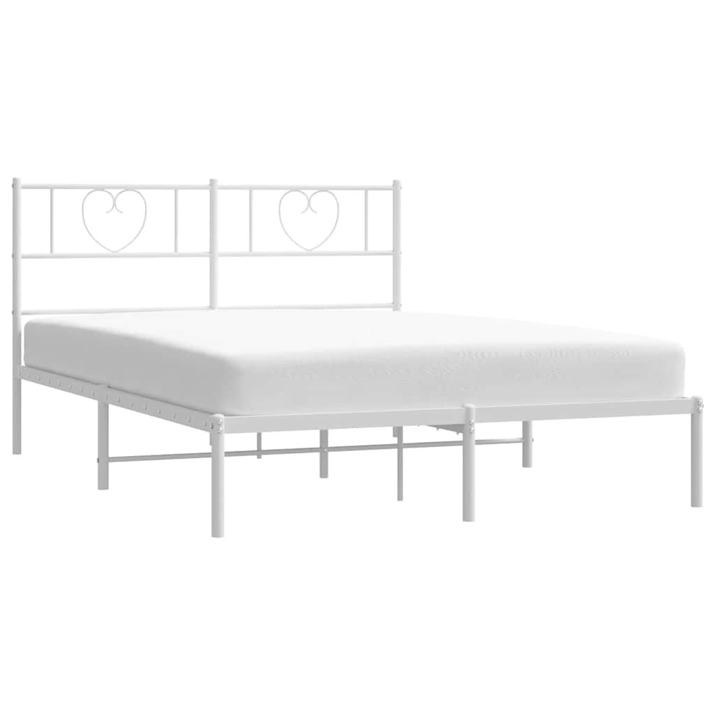 Metal Bed Frame without Mattress with Headboard White 150x200 cm Price