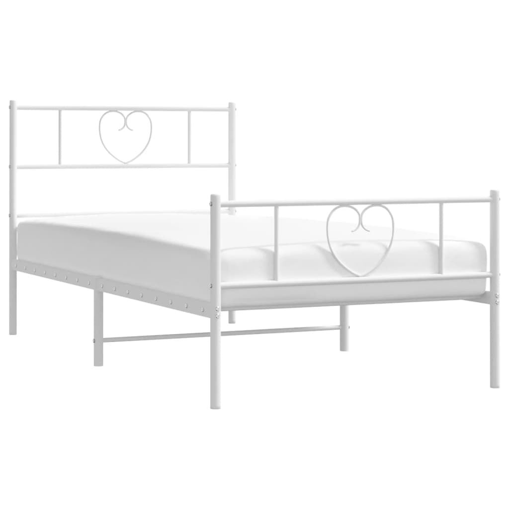 Metal Bed Frame without Mattress with Footboard White 107x203 cm King Single Price