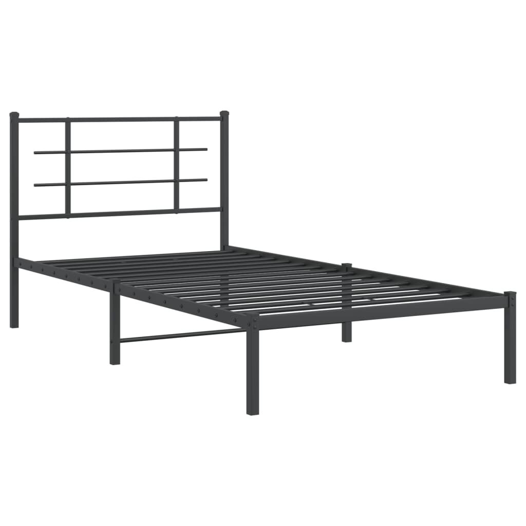 Metal Bed Frame without Mattress with Headboard Black 107x203 cm King Single Price