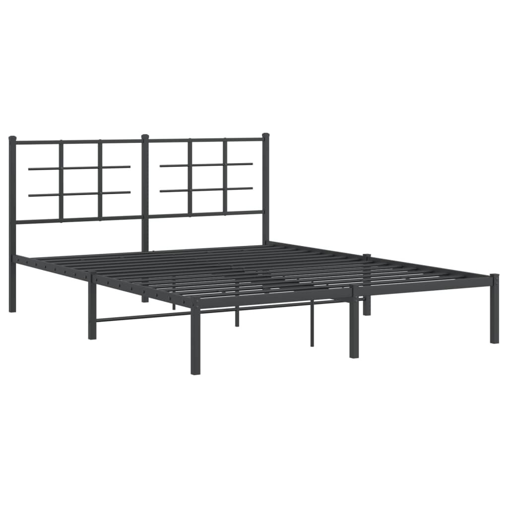Metal Bed Frame without Mattress with Headboard Black 150x200 cm Price