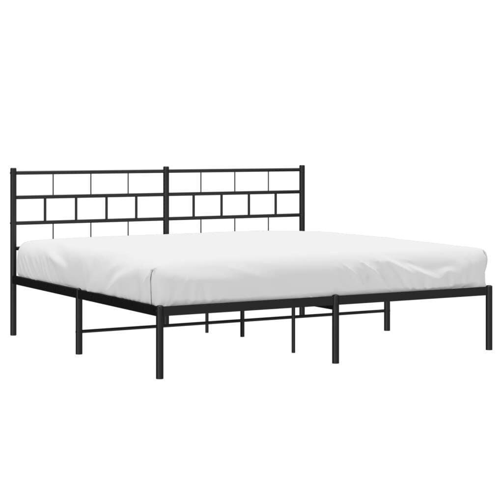 Metal Bed Frame without Mattress with Headboard Black 183x203 cm King Price