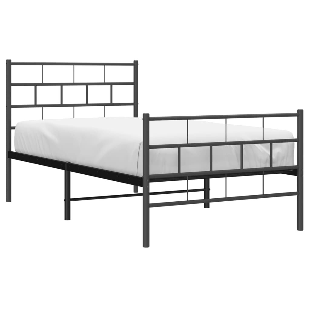 Metal Bed Frame without Mattress with Footboard Black 107x203 cm King Single Price