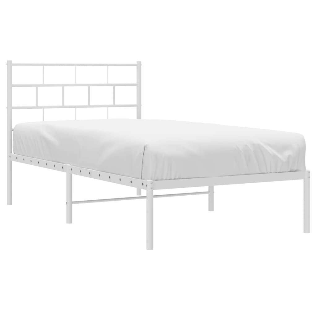 Metal Bed Frame without Mattress with Headboard White 90x190 cm Price
