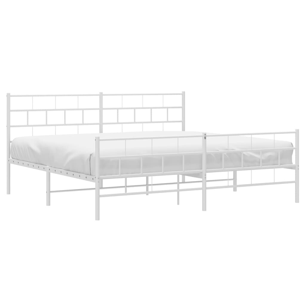 Metal Bed Frame without Mattress with Footboard White 183x203 cm King Price