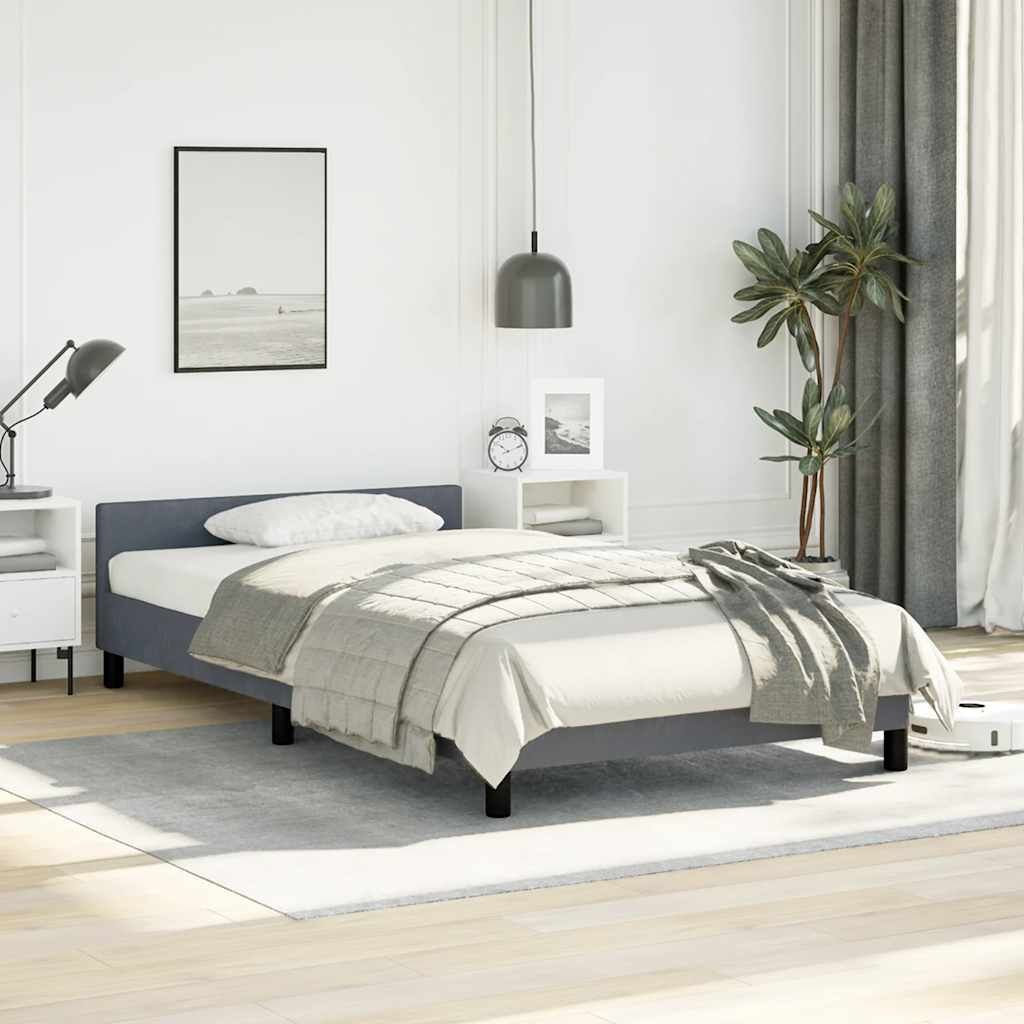 Bed Frame without Mattress Dark Grey King Single Size Velvet Price