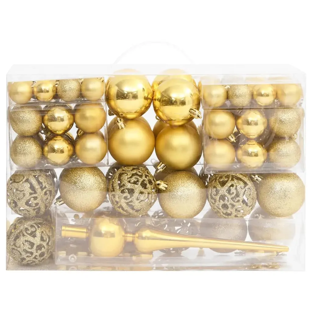 111 Piece Christmas Bauble Set Gold Polystyrene Price