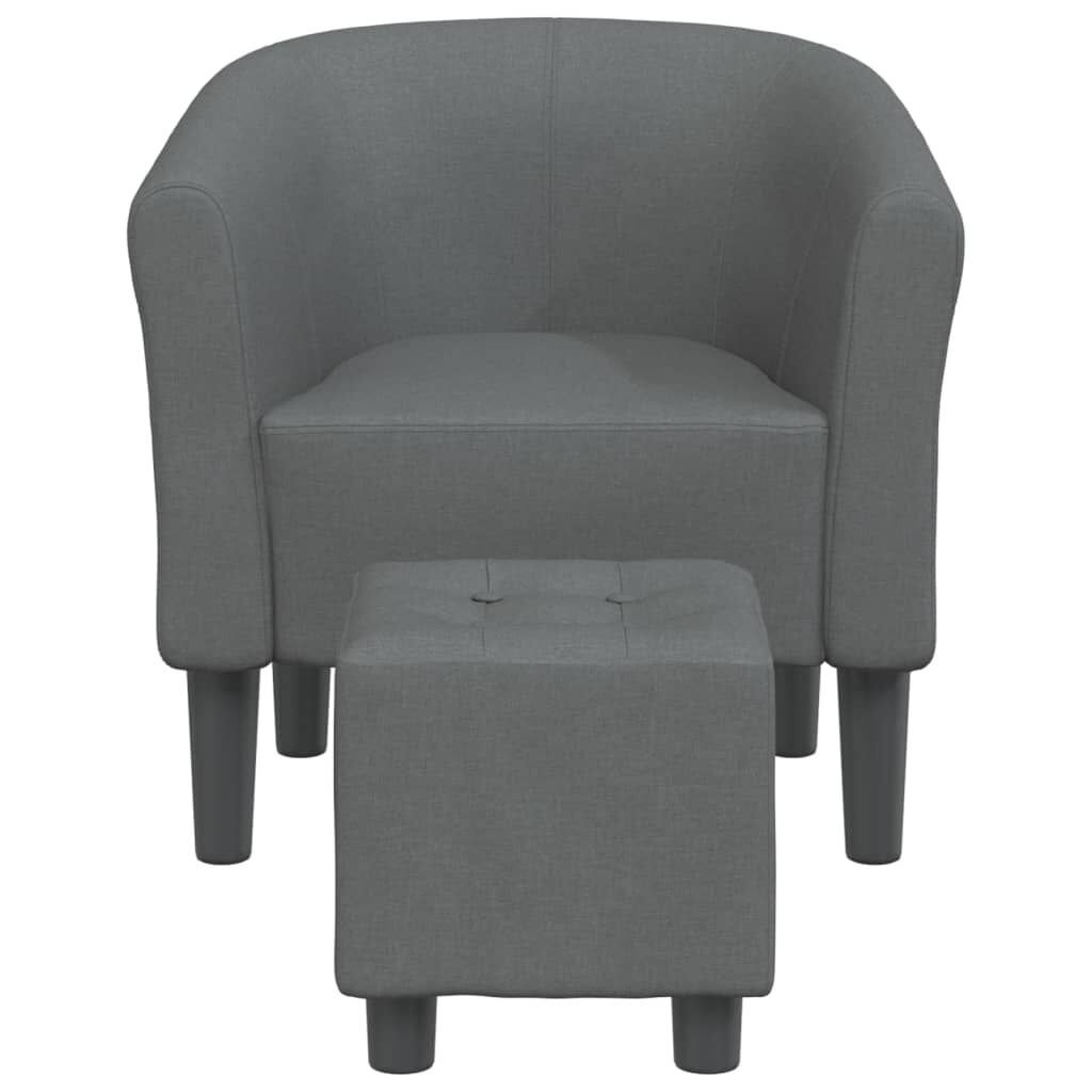 Tub Chair with Footstool Dark Grey Fabric Price