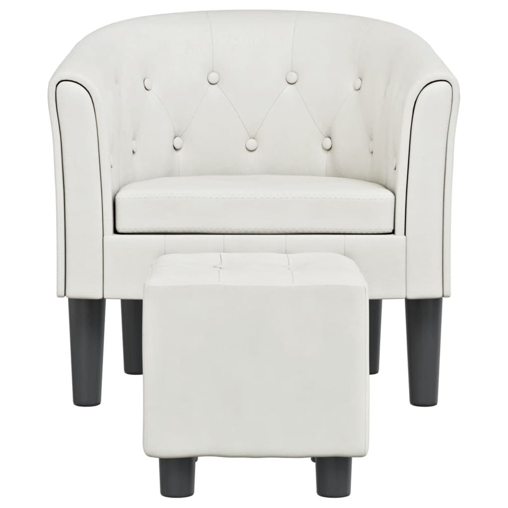 Tub Chair with Footstool White Faux Leather Price