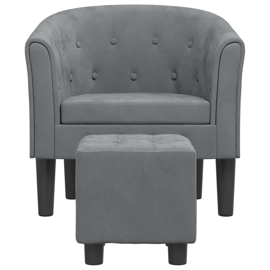 Tub Chair with Footstool Dark Grey Velvet Price