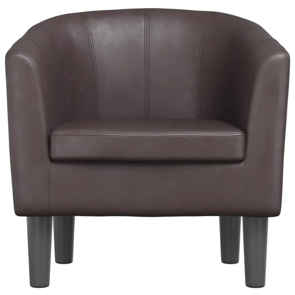 Tub Chair Brown Faux Leather Price