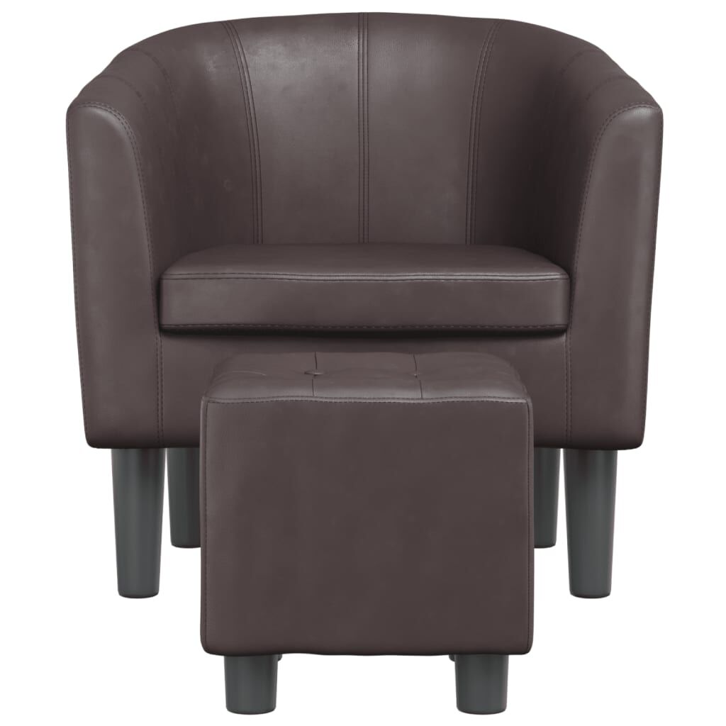 Tub Chair with Footstool Brown Faux Leather Price