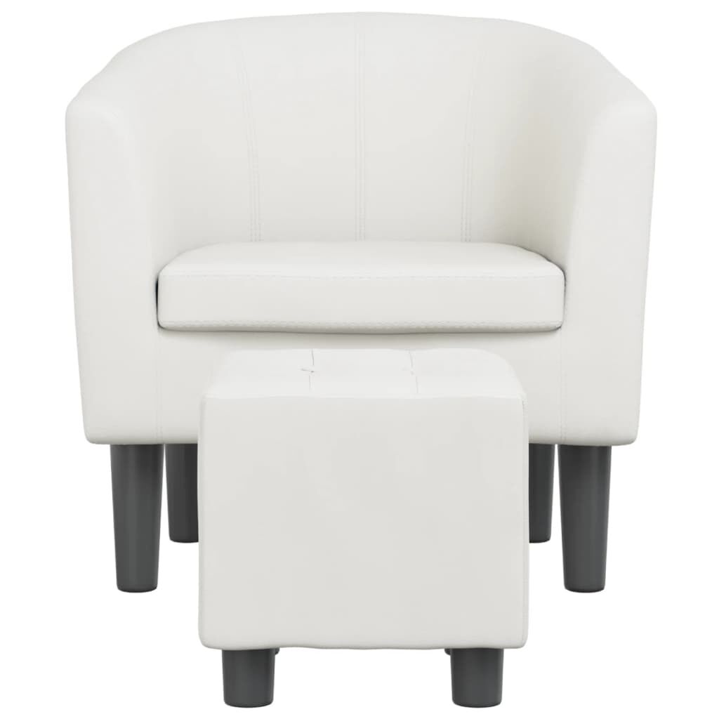 Tub Chair with Footstool White Faux Leather Price