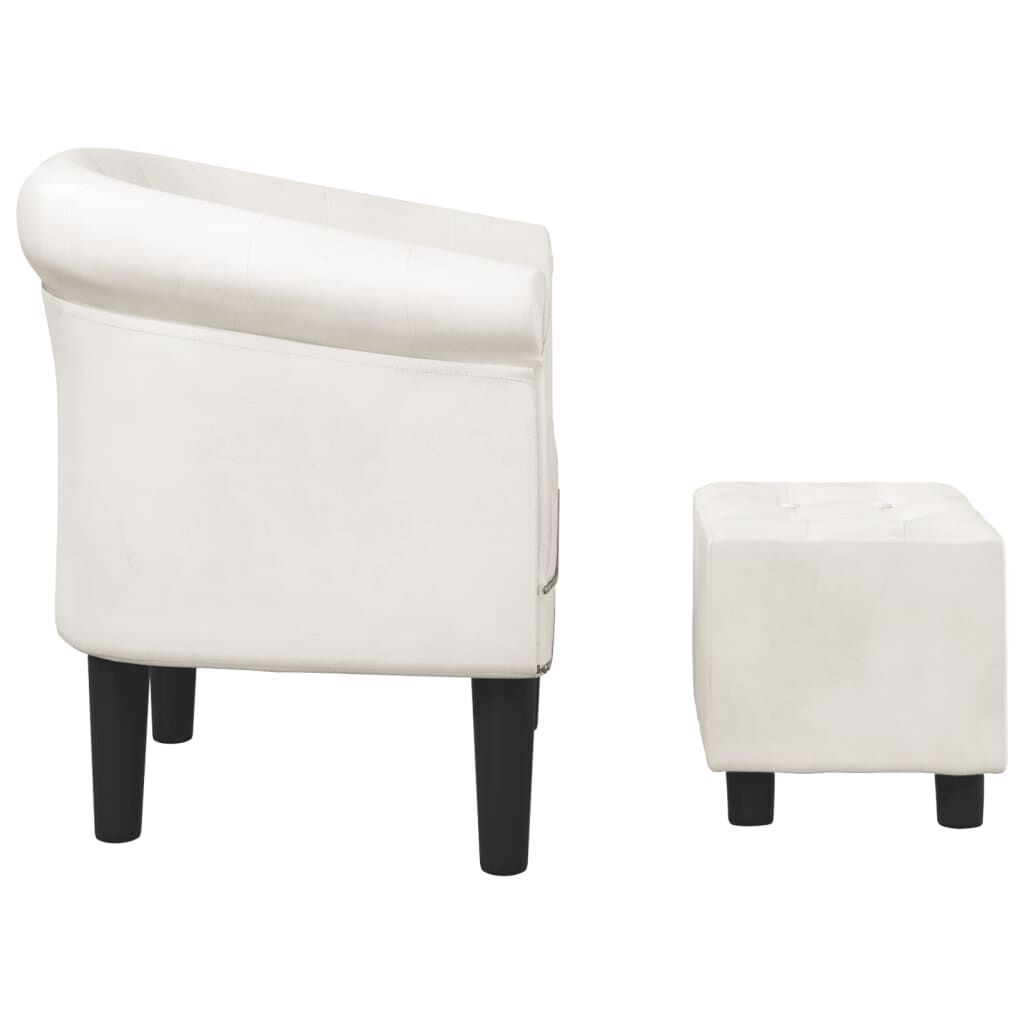 Tub Chair with Footstool White Faux Leather Price