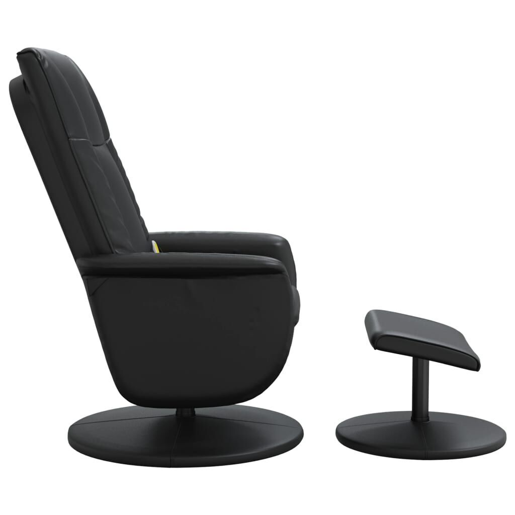 Massage Recliner Chair with Footstool Black Faux Leather Price