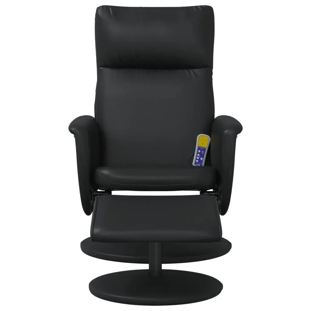 Massage Recliner Chair with Footstool Black Faux Leather Price