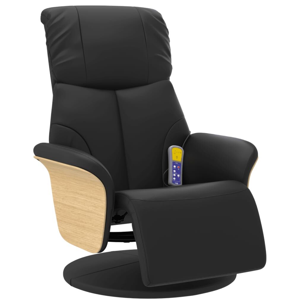 Massage Recliner Chair with Footrest Black Faux Leather Price