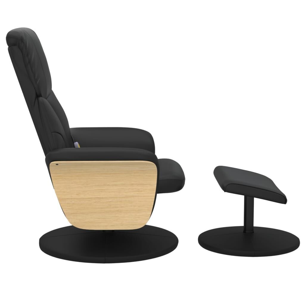 Massage Recliner Chair with Footstool Black Faux Leather Price