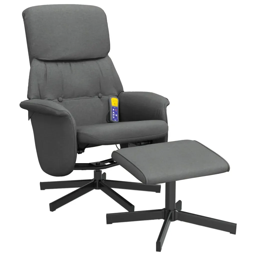 Massage Recliner Chair with Footstool Dark Grey Fabric Price