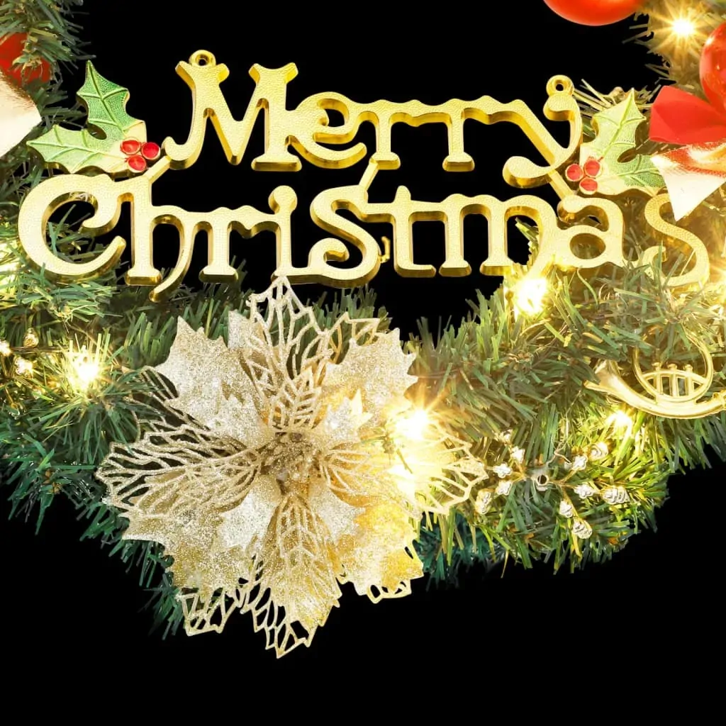 Christmas Wreath with 15 LEDs Green 30 cm Price