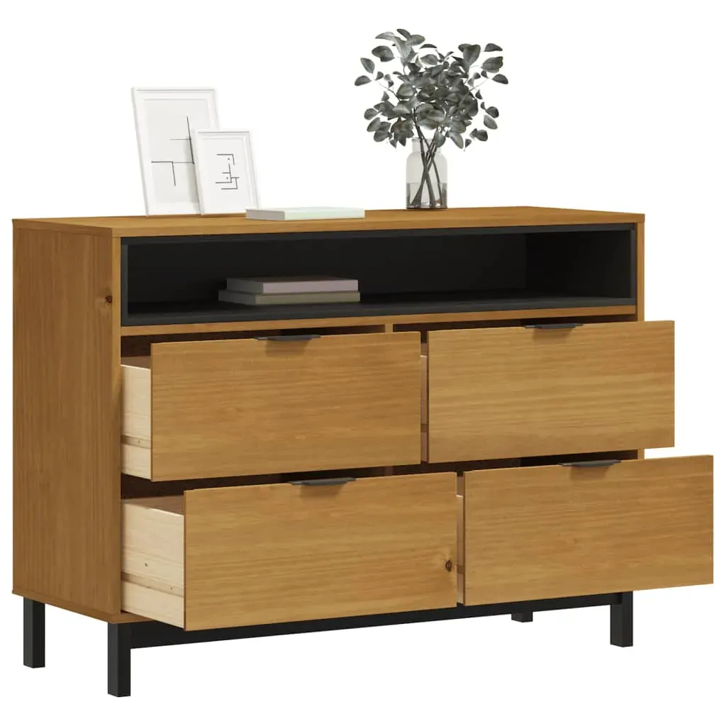 Drawer Cabinet FLAM 110x40x80 cm Solid Wood Pine Price