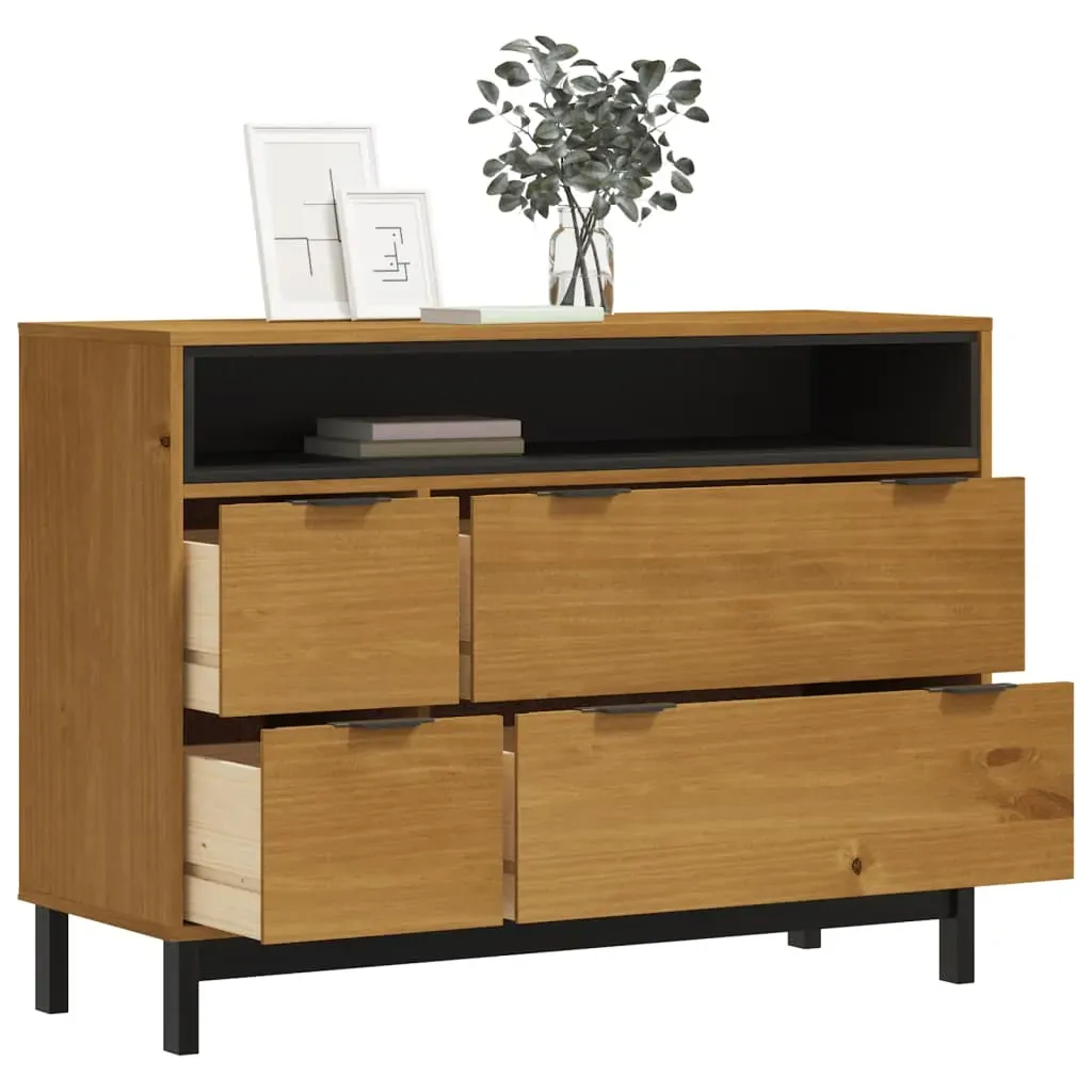 Drawer Cabinet FLAM 110x40x80 cm Solid Wood Pine Price