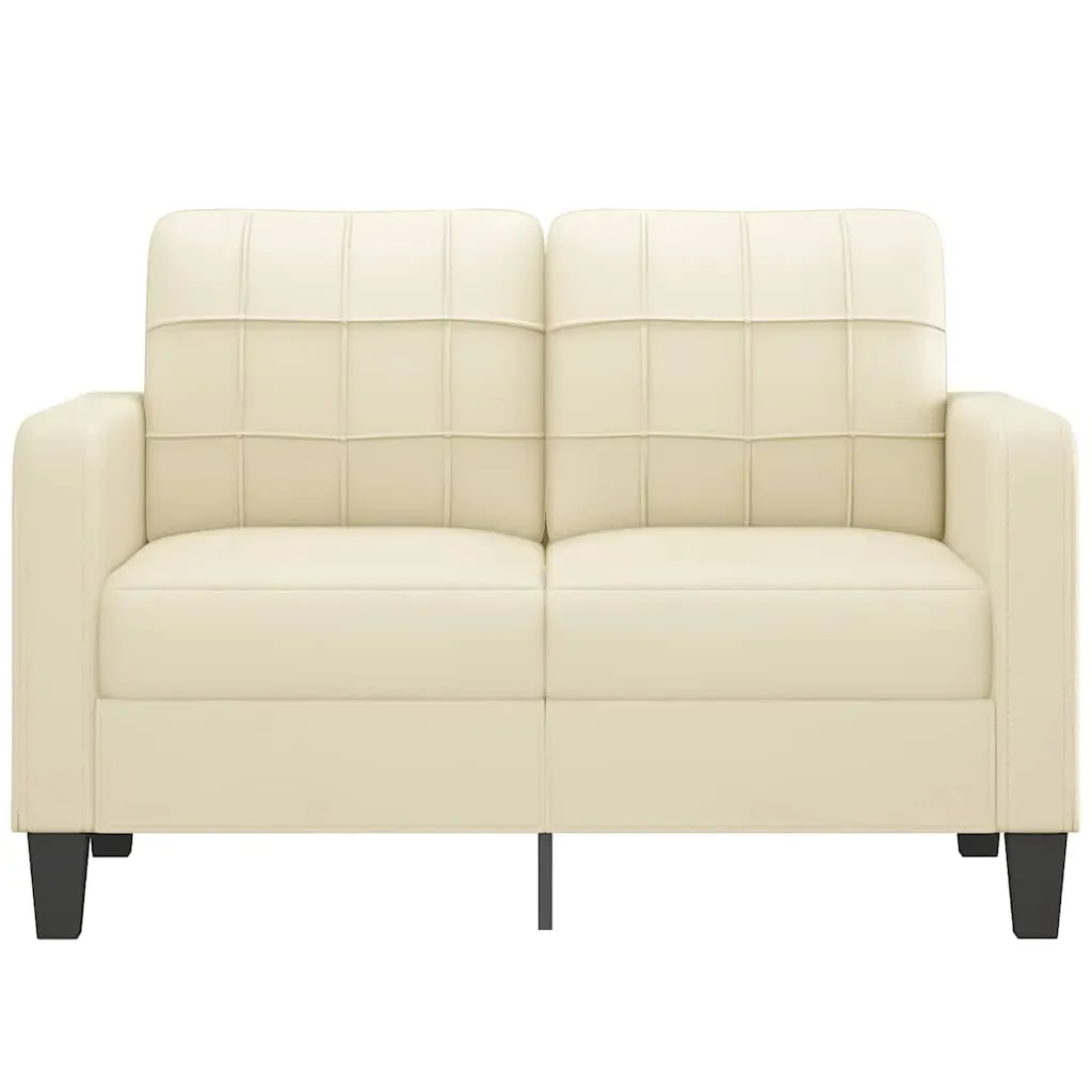 2-Seater Sofa Cream 120 cm Faux Leather Price