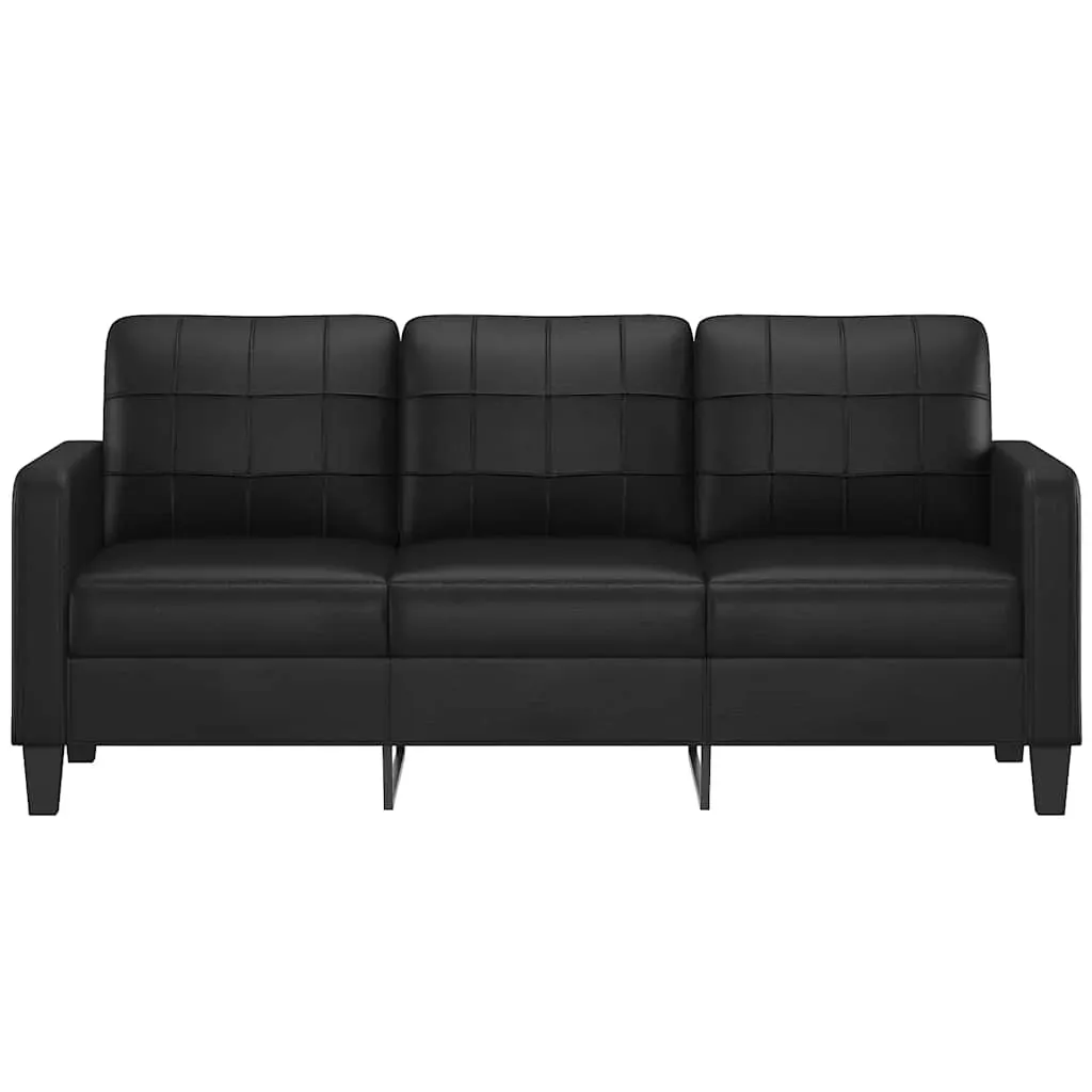 3-Seater Sofa Black 180 cm Faux Leather Price