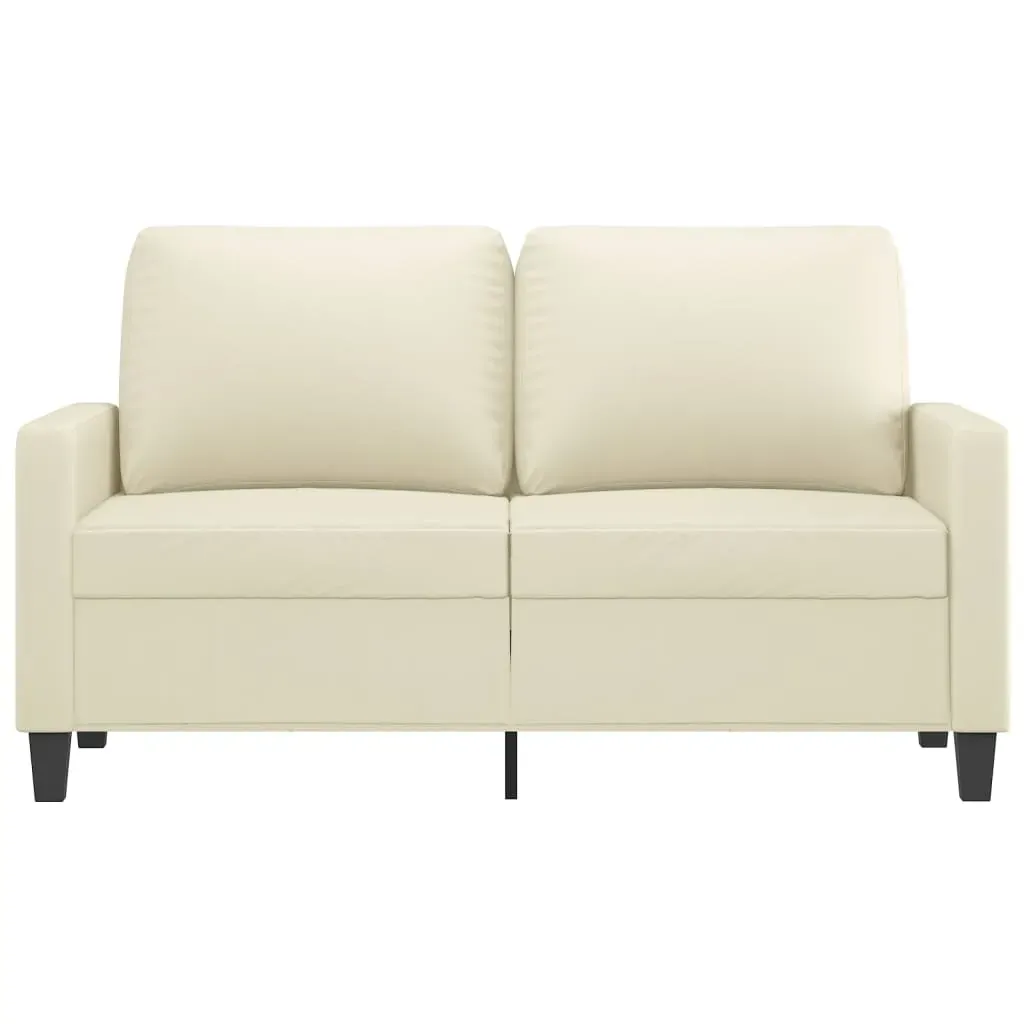 2-Seater Sofa Cream 120 cm Faux Leather Price