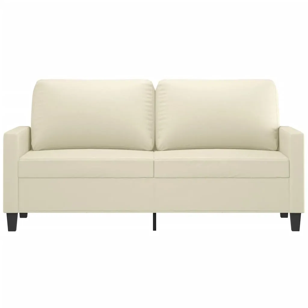 2-Seater Sofa Cream 140 cm Faux Leather Price