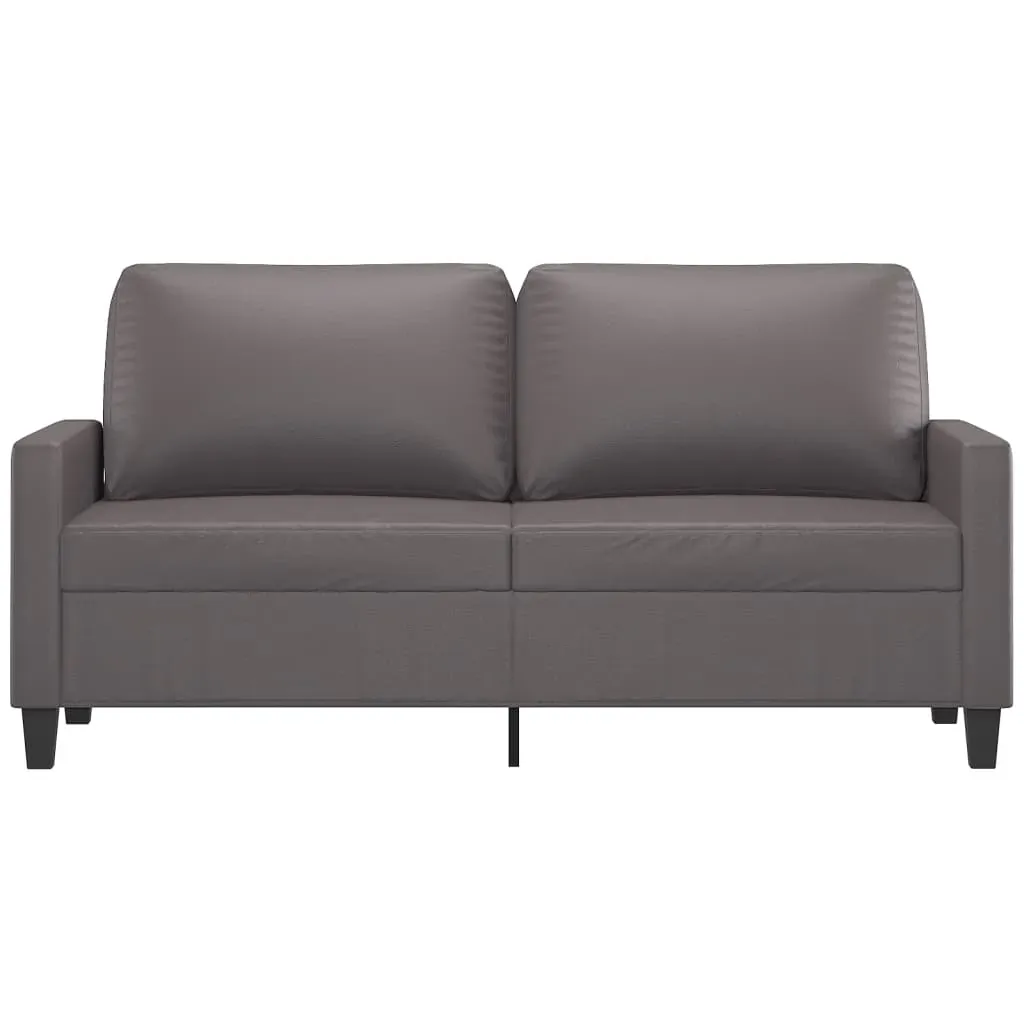 2-Seater Sofa Grey 140 cm Faux Leather Price