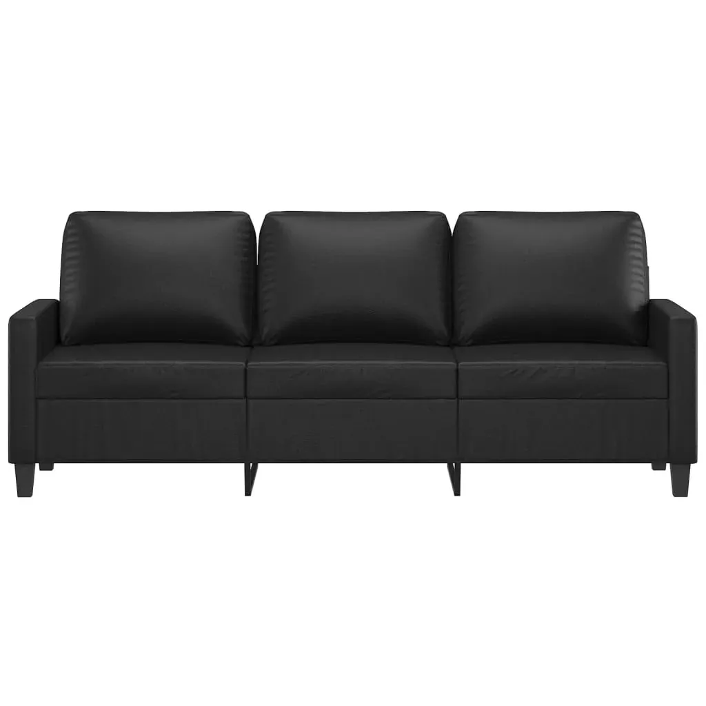 3-Seater Sofa Black 180 cm Faux Leather Price