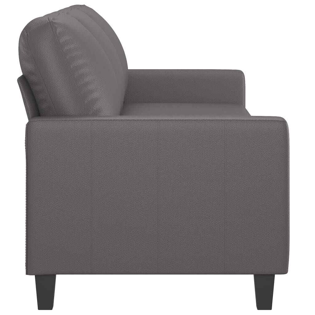 3-Seater Sofa Grey 180 cm Faux Leather Price