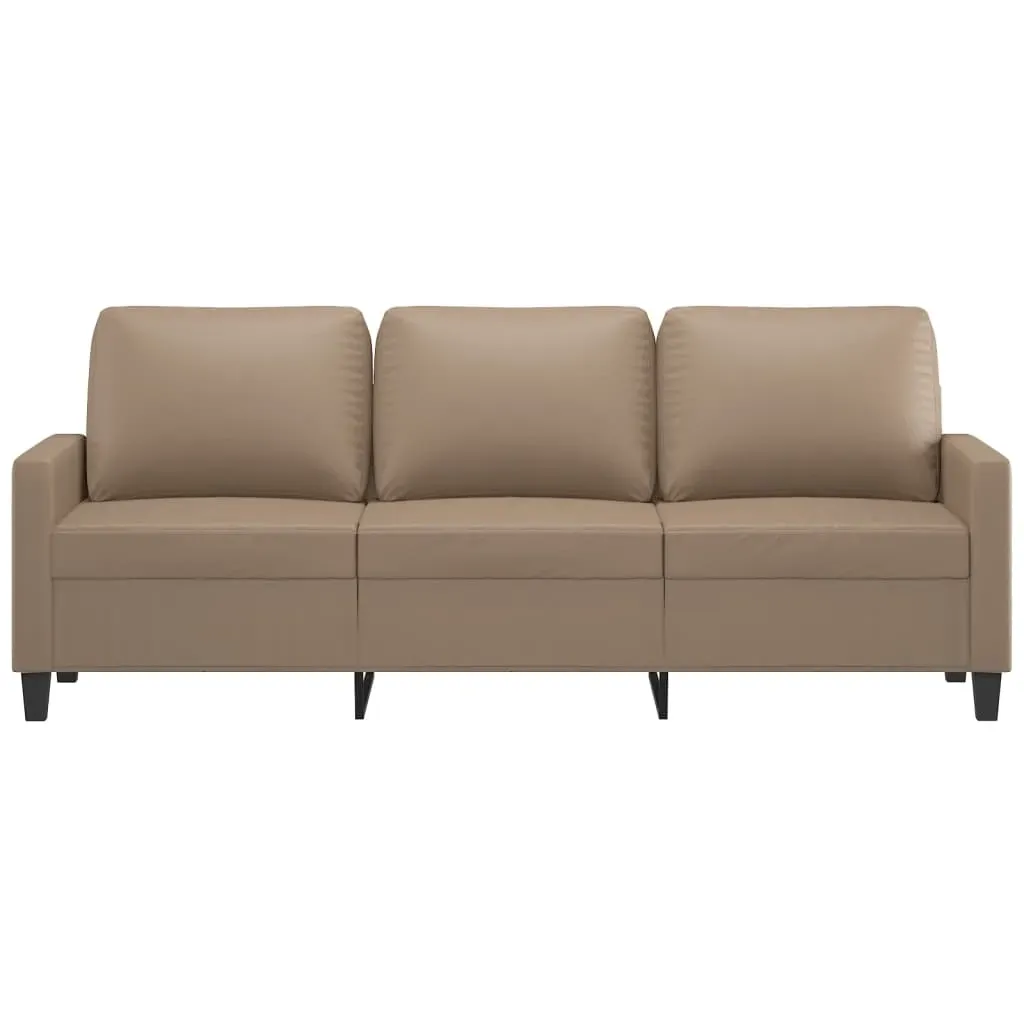 3-Seater Sofa Cappuccino 180 cm Faux Leather Price