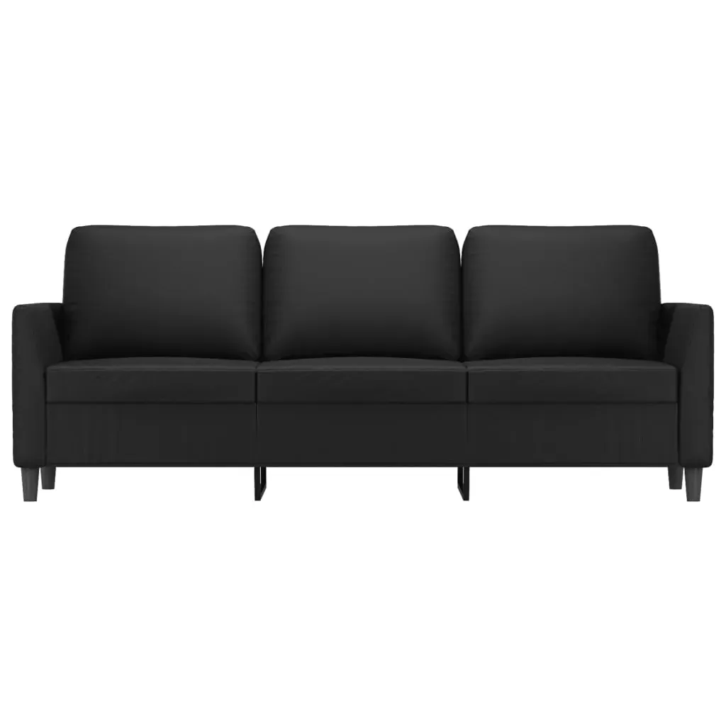 3-Seater Sofa Black 180 cm Faux Leather Price