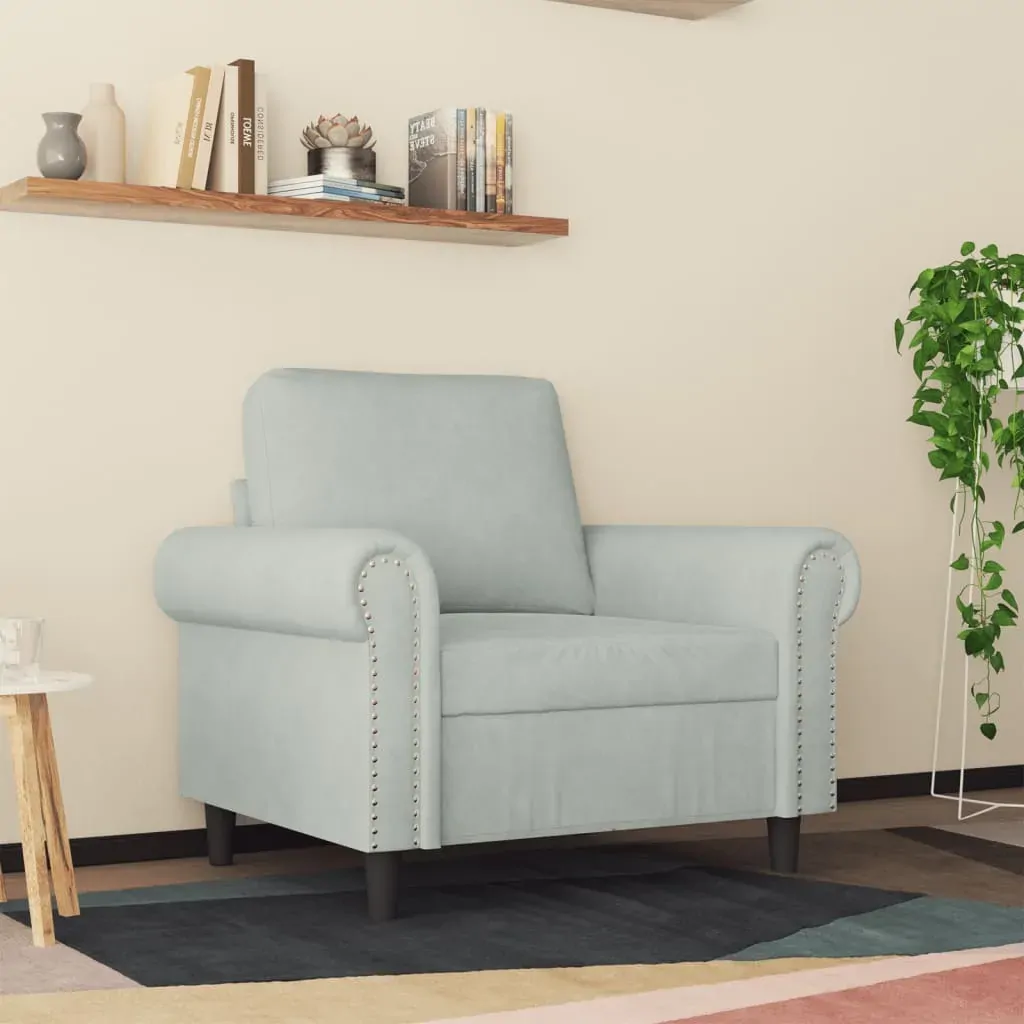 Sofa Chair Light Grey 60 cm Velvet Price