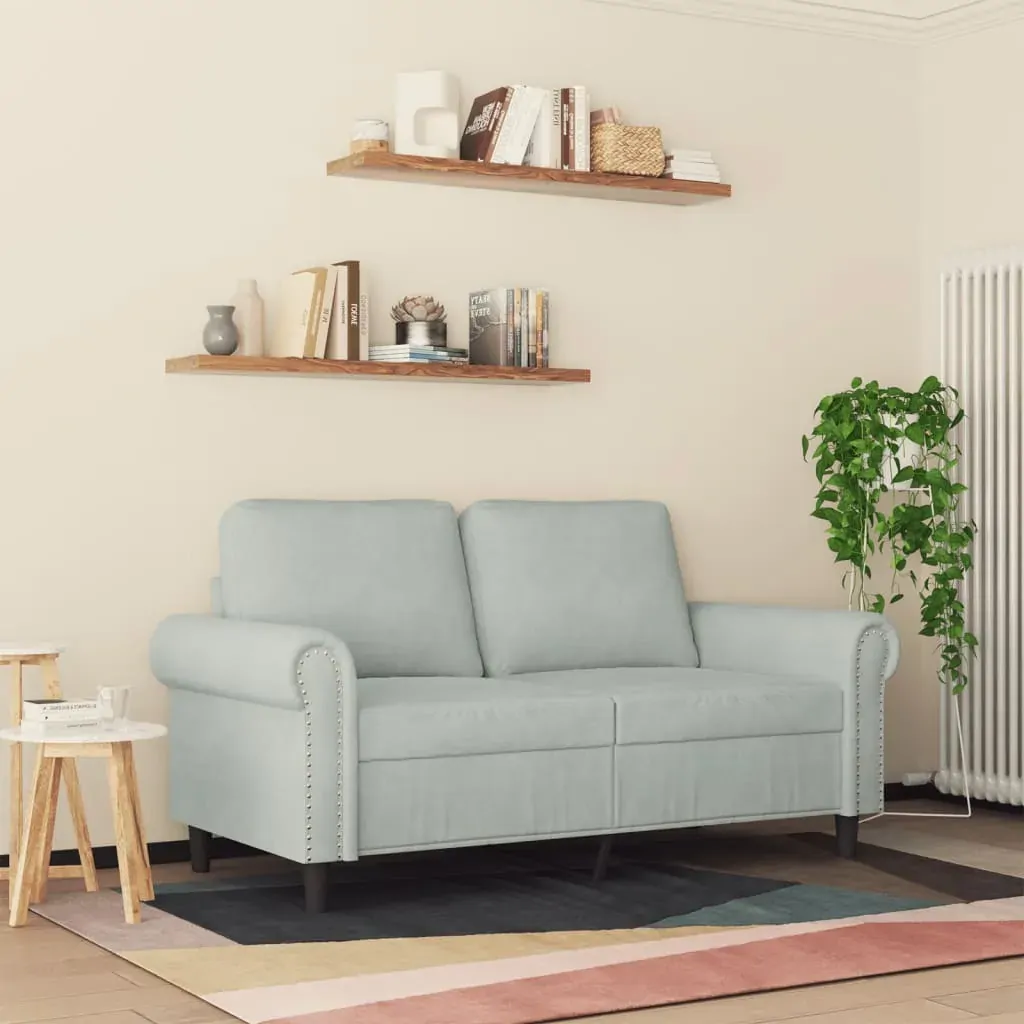 2-Seater Sofa Light Grey 120 cm Velvet Price