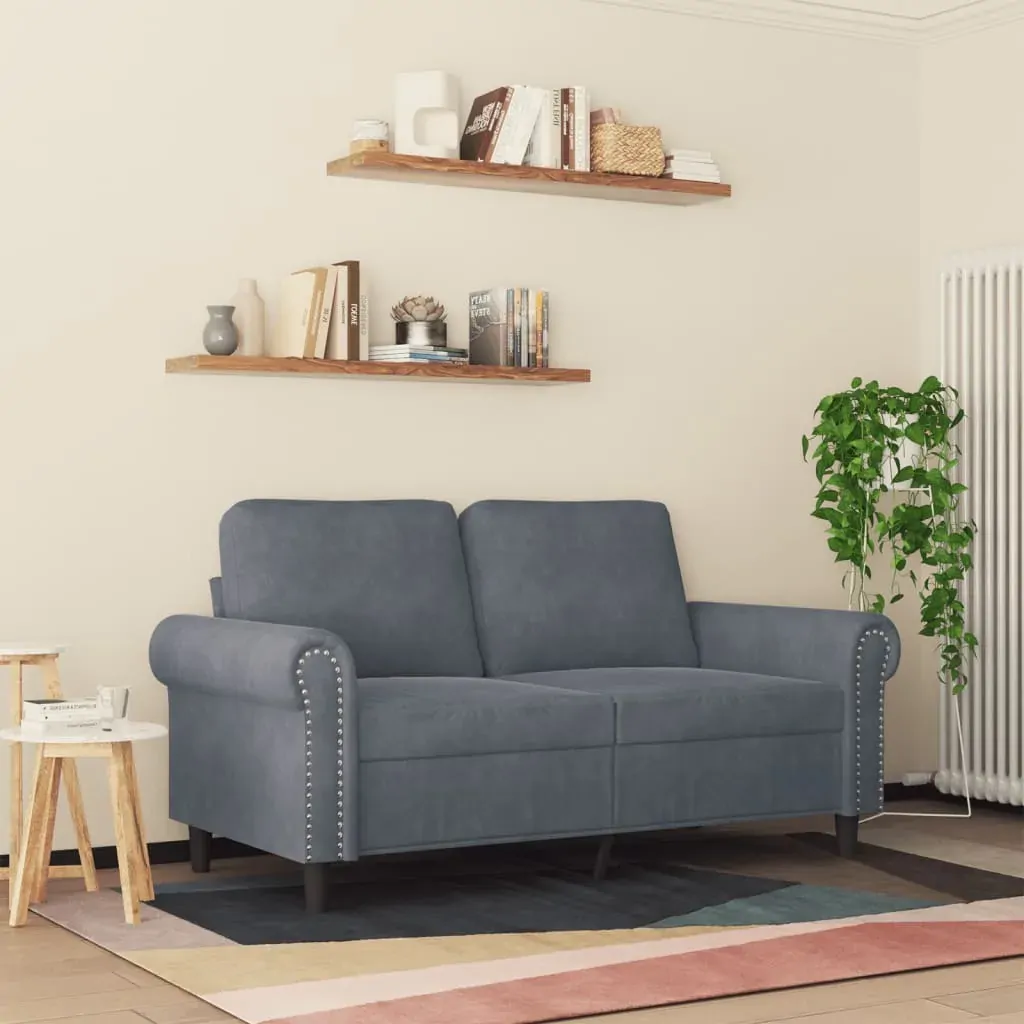 2-Seater Sofa Dark Grey 120 cm Velvet Price