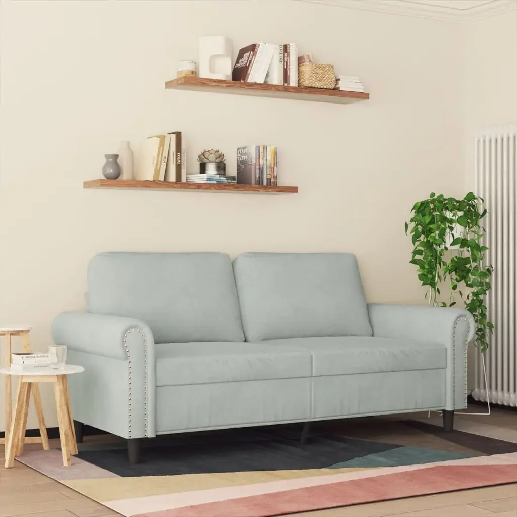 2-Seater Sofa Light Grey 140 cm Velvet Price
