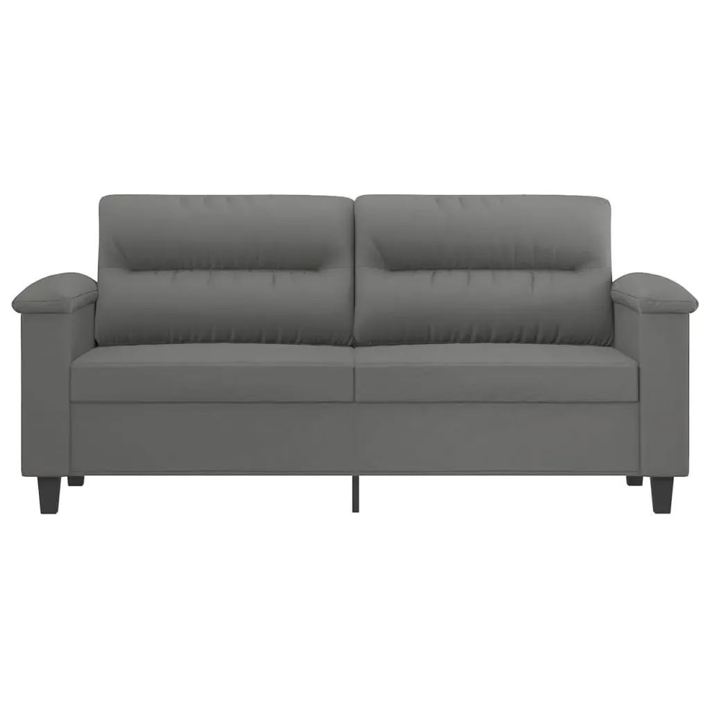 2-Seater Sofa Dark Grey 140 cm Microfibre Fabric Price