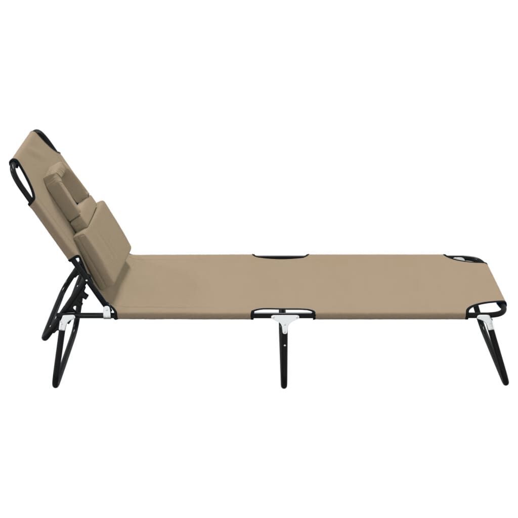 Folding Sun Lounger Taupe Oxford Fabric and Powder-coated Steel Price